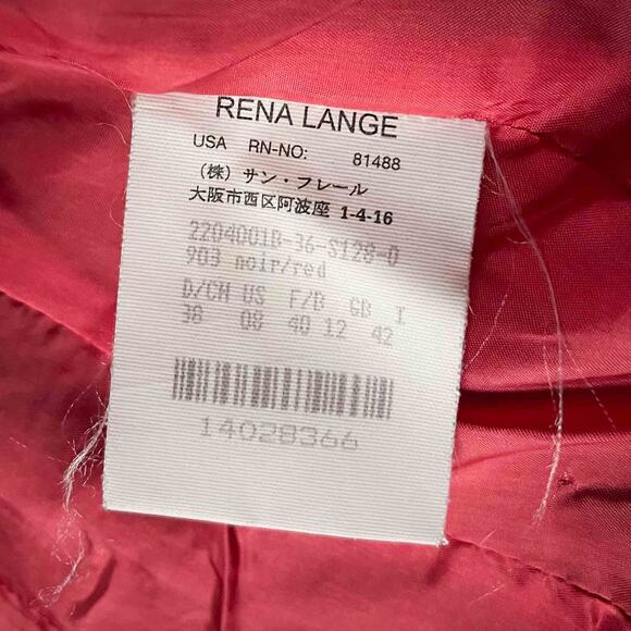 Womens Rena Lange Shawl Collar Lined Ruffle Blazer Jacket Black Patterned Size 8 - Picture 5 of 8